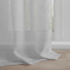 English Elm Floral Tab Top Curtain Panel - Lightweight Faux Linen, Removable Rosettes For Shabby Chic Decor B03598199