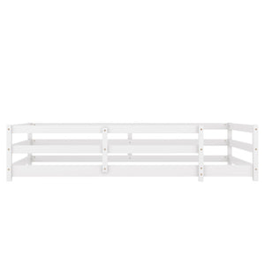 English Elm Twin Montessori Floor Bed With Fence - Safe, Stylish, Low-To-The-Ground Design For Kids' Rooms W1820P235710-GIGA