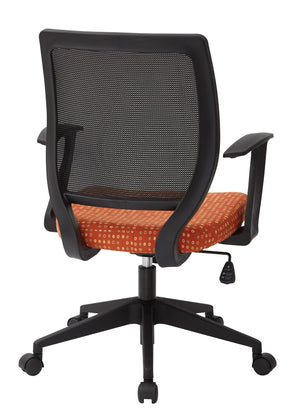 OSP Home Furnishings Screen Back Mesh Task Chair with Lumbar Support and T Arms for Home Office Use Tangelo EM51022N-K105