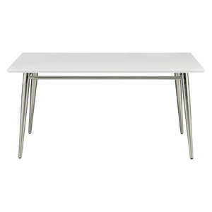 OSP Home Furnishings Brooklyn Matte Wood Top Coffee Table with Brushed Nickel Frame for Modern Living White MG1242S-WH