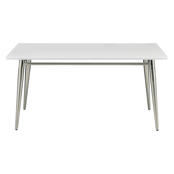 OSP Home Furnishings Brooklyn Matte Wood Top Coffee Table with Brushed Nickel Frame for Modern Living White MG1242S-WH
