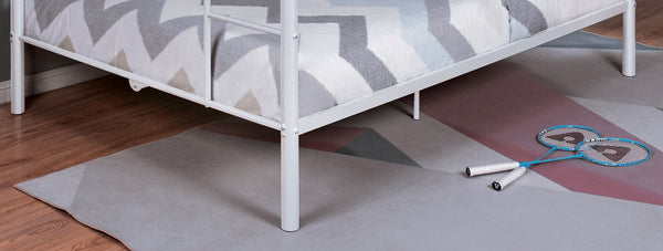 English Elm Full Over Full Metal Bunk Bed In Glossy White Finish – Modern Design With Integrated Ladder Access B2741S00313