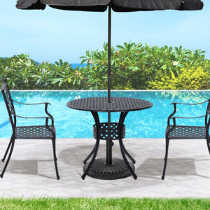 English Elm Outsunny 33" Round Bistro Table - Elegant Cast Aluminum Dining Table With Umbrella Hole For Outdoors W2225P175533-GIGA