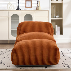 English Elm Big Corduroy Lounger Bean Bag with Ottoman Memory Foam Fill for Living Room Orange W395P435350