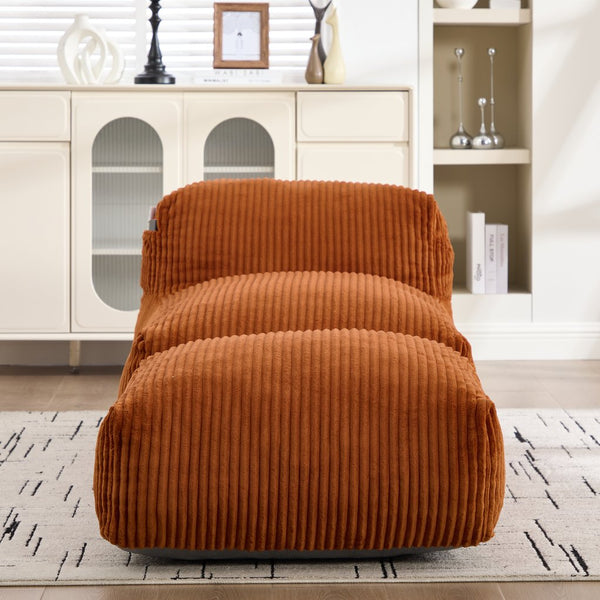 English Elm Big Corduroy Lounger Bean Bag with Ottoman Memory Foam Fill for Living Room Orange W395P435350
