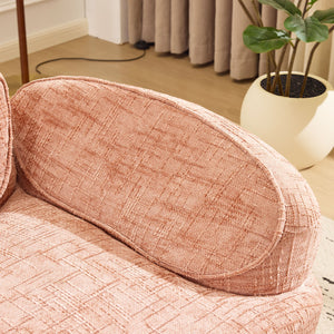 English Elm Pink Curved Two-Person Chenille Sofa with Armrests & 2 Pillows — Compact, Spring-Foam Support W3612P350755