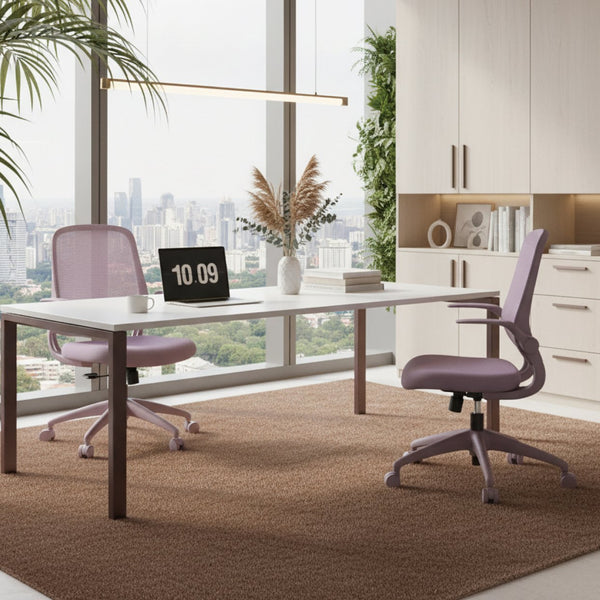 English Elm Ergonomic Mesh Back Task Chair with Flip Armrests High Density Foam Seat 500lb Capacity Purple W5280P464446