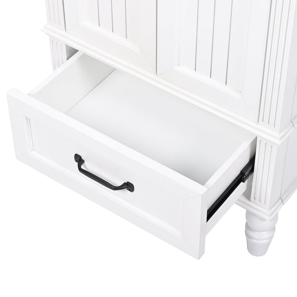English Elm 20" Bathroom Vanity with Sink Modern MDF Cabinet with Ceramic Top, Drawer, Magnetic Door Stopper White N725P195132K