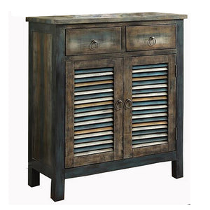 English Elm Antique Vintage-Inspired Teal Console Table with Two Drawers and Spacious Cabinet, Durable Wood Legs Oak B062P189094