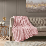 Madison Park Zuri Glam/Luxury Oversized Faux Fur Throw MP50-7192 Blush