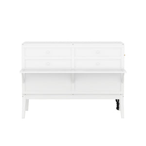 English Elm Queen Murphy Bed with Shelf & Built-In USB Charging Station, Space-Saving White Wall Cabinet Design SM000338AAK