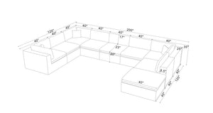 English Elm Coffee Bean Upholstered Modular Sectional Sofa with Toss Pillows Lounge Style Light Gray B2748S00074
