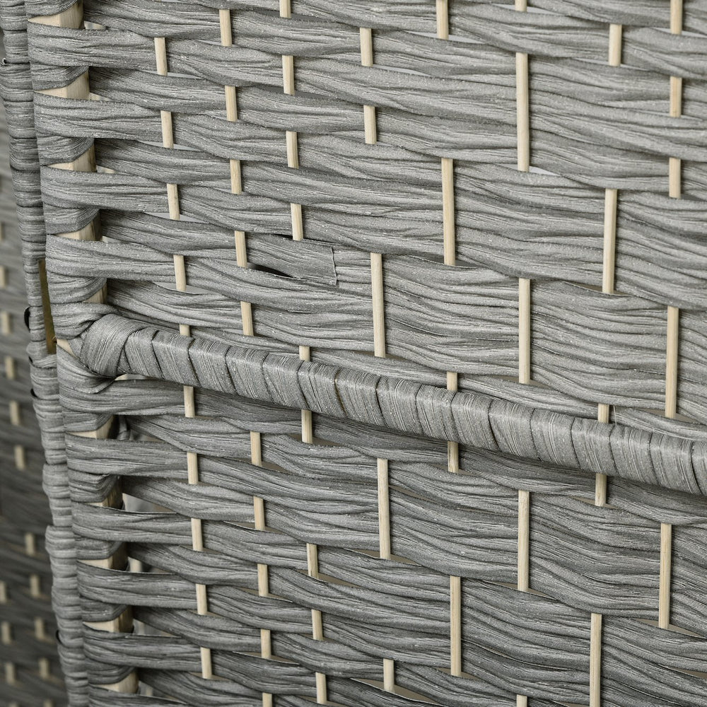 English Elm HOMCOM 6-Panel Room Divider 6' Tall Folding Privacy Screen — Hand-Woven Arched Top, Durable Grey W2225P200374