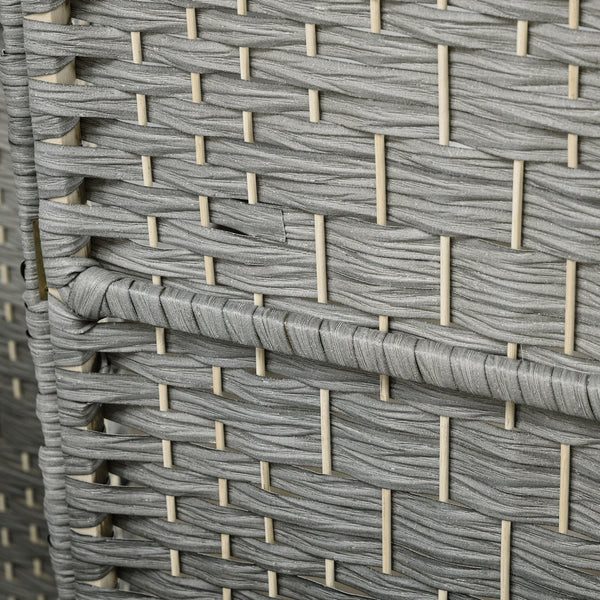 English Elm HOMCOM 6-Panel Room Divider 6' Tall Folding Privacy Screen — Hand-Woven Arched Top, Durable Grey W2225P200374