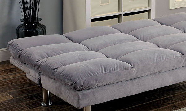 English Elm Contemporary Microfiber Futon Sofa Converts to Bed with Chrome Legs, Compact Space-Saving Design, Durable Upholstery Gray 40 L x 67 W x 8 H B2741P363779