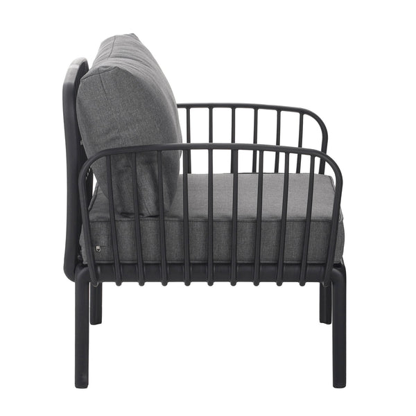 English Elm Christopher Knight Home® - ( SET OF 2 ) Outdoor Patio Club Chair with Waterproof Thick Cushions, Deep Seating, Modern Classic Style Black+ Gray N780P199454B-2