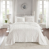 Madison Park Sabrina Shabby Chic 3 Piece Tufted Cotton Chenille Bedspread Set MP13-5321 Off-White