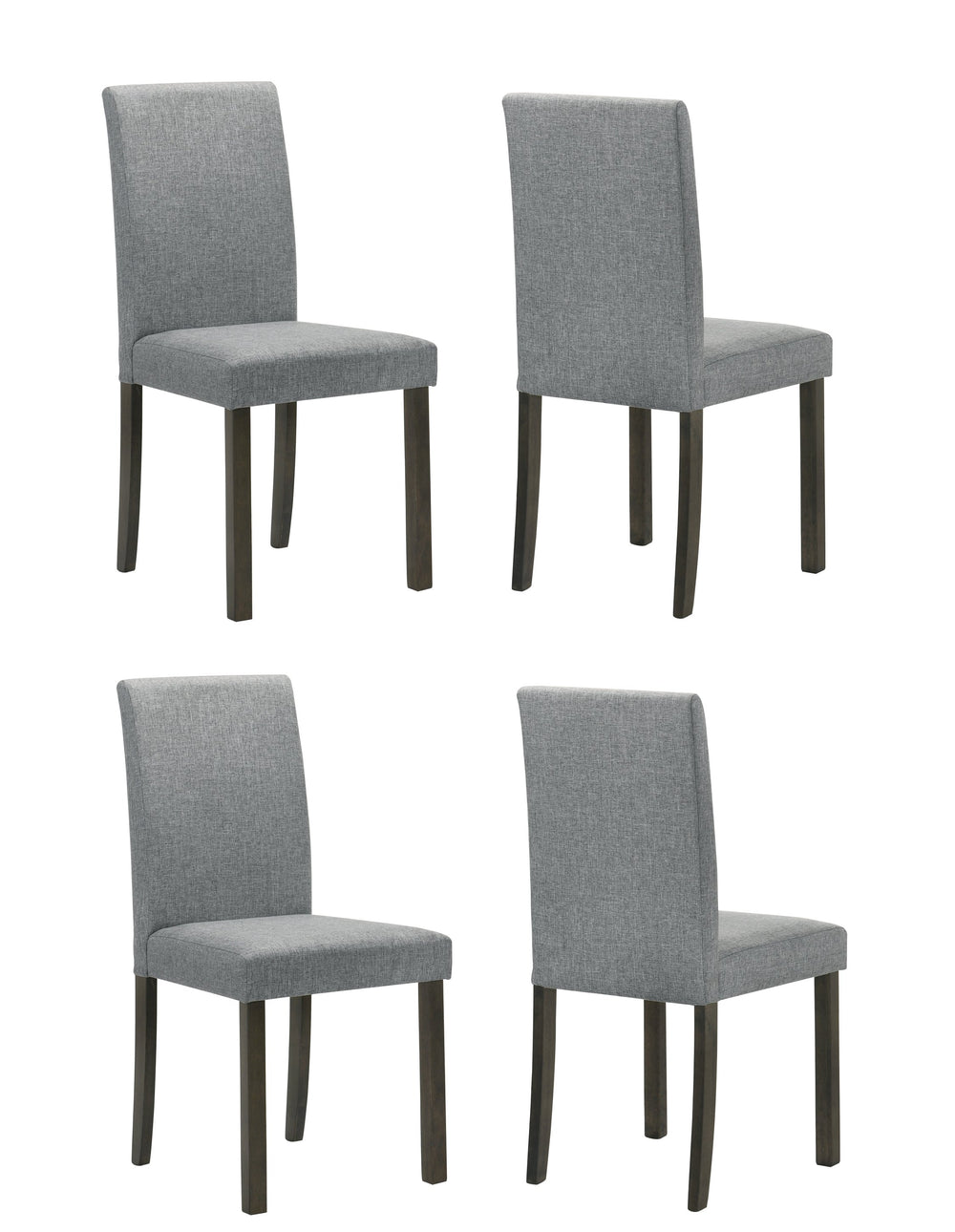 English Elm 4pc Upholstered Dining Chairs Gray Fabric Modern Wooden Legs Set of 4 Comfortable Compact Seats B011P375963
