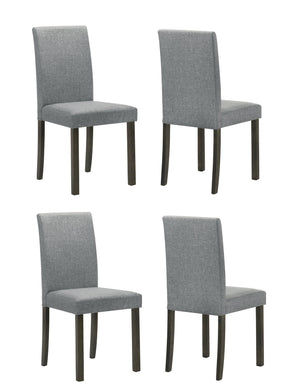 English Elm 4pc Upholstered Dining Chairs Gray Fabric Modern Wooden Legs Set of 4 Comfortable Compact Seats B011P375963