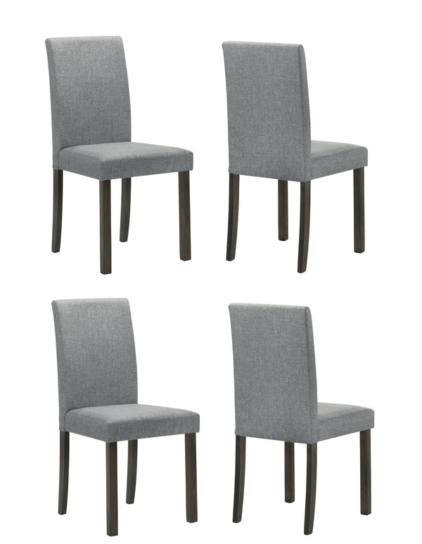 English Elm 4pc Upholstered Dining Chairs Gray Fabric Modern Wooden Legs Set of 4 Comfortable Compact Seats B011P375963