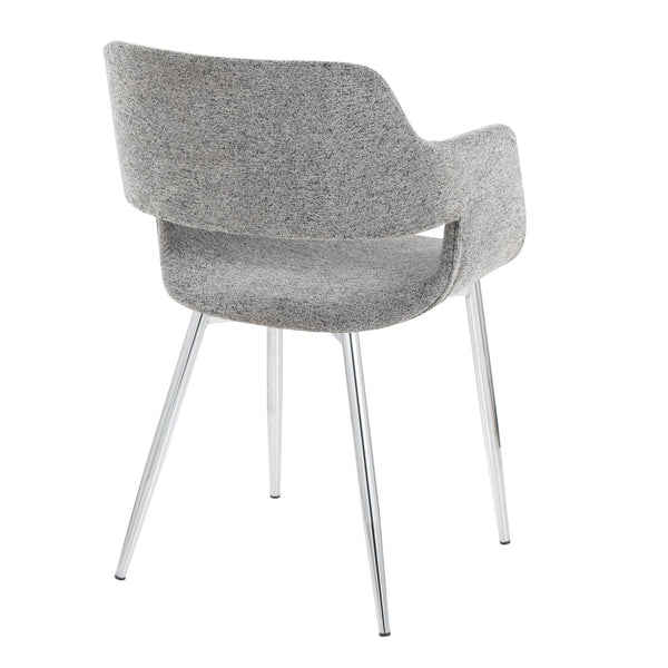 English Elm Margarite Contemporary Dining/Accent Chair Set Of 2 – Stylish Grey Fabric & Chrome Metal Elegance B202S01268