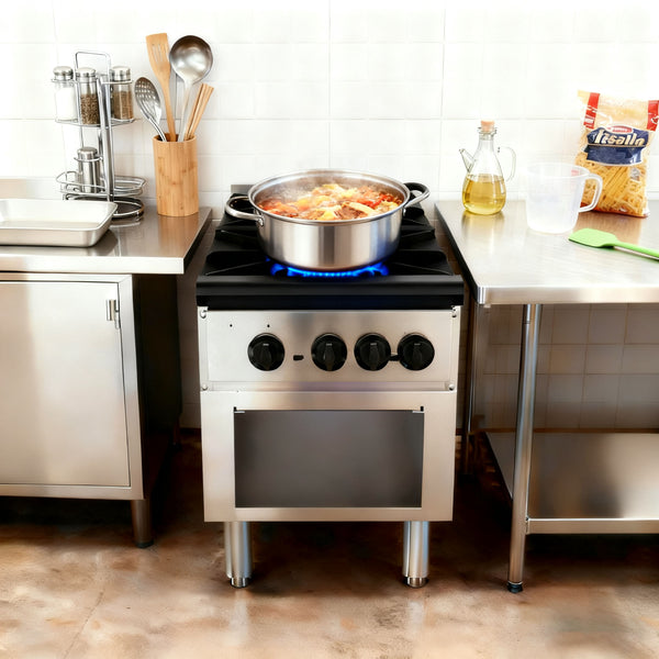 English Elm Commercial Cast Iron Dual Burner Gas Hot Plate 180000 Btu Stainless Steel Range W5057P394274