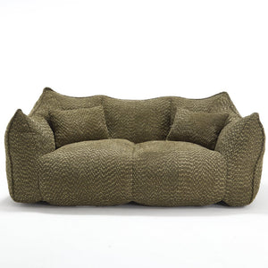 English Elm Soft Plush Foam Beanbag Chair for Two People, Square Recliner Sofa With Superfiber Comfort Embrace Olive Green W1996P252273