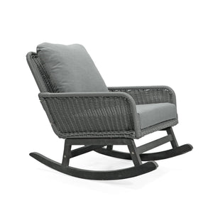 English Elm Contemporary Wicker Rocking Chair Pe Rattan Weave Wooden Frame Plush Cushions Patio Gray N767P229004G_2