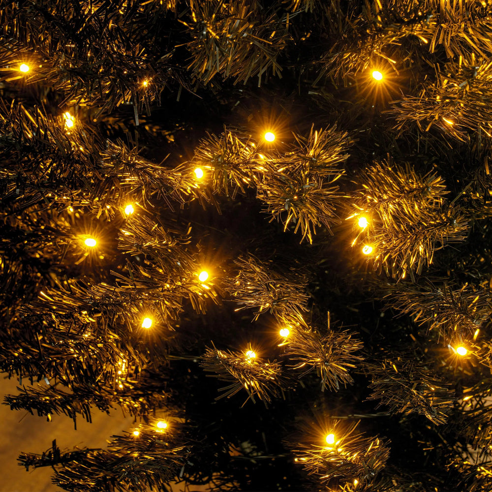 English Elm 7ft Matte Black Pencil Christmas Tree with 250 Warm Led Lights for Small Spaces T3971P401092