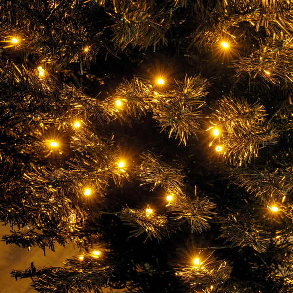 English Elm 7ft Matte Black Pencil Christmas Tree with 250 Warm Led Lights for Small Spaces T3971P401092
