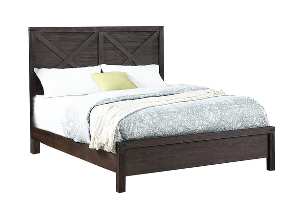 English Elm Rustic Contemporary Espresso Queen Bed with X-Design Headboard Pine & Plywood Durable Chic Centerpiece B011S01442