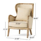 Christopher Knight Home® - Noble House - Crenshaw Beige Fabric Wing Chair