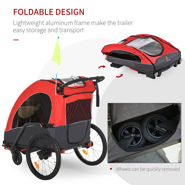 English Elm Aosom 3 in 1 Kids Bike Trailer Jogger Stroller Aluminum Frame Rubber Tires W2225P200440