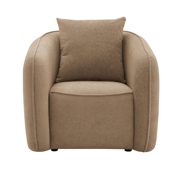 English Elm Keith Brown Chenille Chair with Plush Foam Support, KD Wooden Frame, Toss Pillow & Stylish Legs B2726P252312