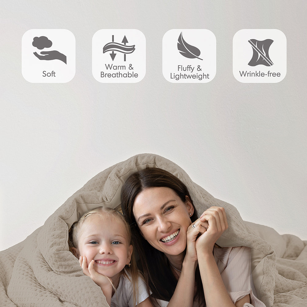 JLA Home Comfort Spaces - Waffle waffle-weave textured duvet cover set for all-season comfort, breathable softness, fade-resistant finish Neutral AM12-0049