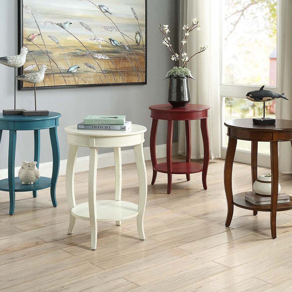 English Elm Walnut Round Side Table With Cabriole Legs & Lower Shelf – Perfect Accent For Cozy Spaces! B062P189129-GIGA