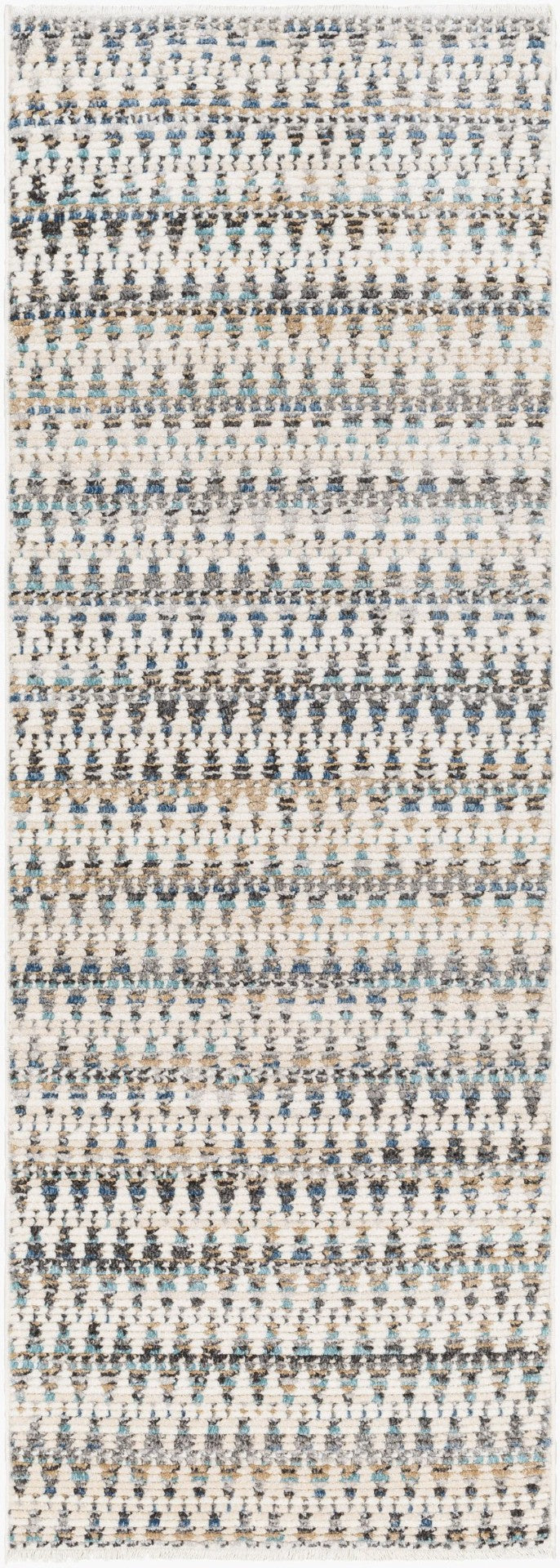 Livabliss Calico Bohemian Runner Rug with Fringe Polypropylene Geometric Hallway Accent CAC2308-2777