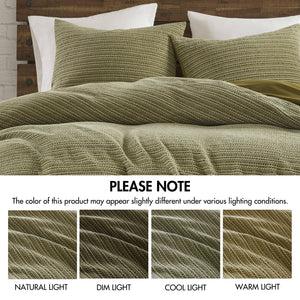 English Elm 3PCS Waffle Washed Comforter Set Full/Queen with Breathable 100% Cotton Face and Plush 270G Fill Green 11.5 L x 9.5 W x 8 H B035P341118