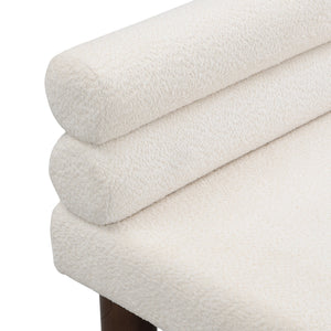 English Elm Christopher Knight Home® - Upholstered Bouclé Dining Bench with 330lb Capacity, Easy Assembly, Sponge Seat, Rubber Wood Legs Beige,Brown N779P292154A