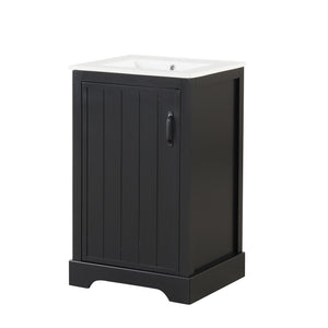 English Elm 20" Modern Bathroom Vanity With Soft-Close Door, Adjustable Shelf & Stylish Black Finish For Storage N725P351852B