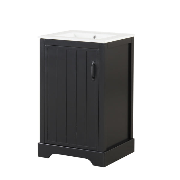 English Elm 20" Modern Bathroom Vanity With Soft-Close Door, Adjustable Shelf & Stylish Black Finish For Storage N725P351852B