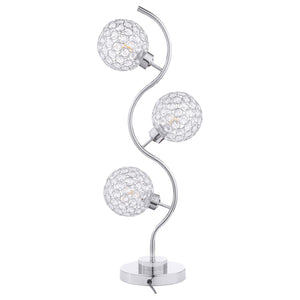 English Elm Vandy Chrome Sculptural Three Light Table Lamp with Crystal Orb Shades for Glam Interiors B062P440080
