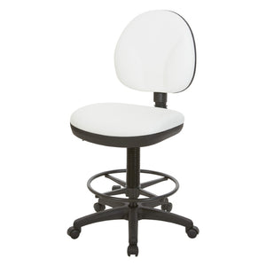 OSP Home Furnishings Sculptured Ergonomic Drafting Chair with Lumbar Support Padded Seat and Adjustable Footring Snow DC550-R101
