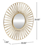 Christopher Knight Home® - Noble House - Hopedale Modern Glam Handcrafted Round Sun Wall Mirror, Gold