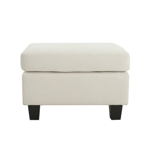 English Elm Upholstered Compact Ottoman with Birch Legs Padded Footrest for Living Room Decor Beige N757P377351I