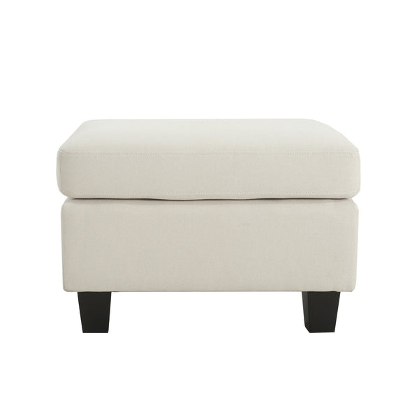English Elm Upholstered Compact Ottoman with Birch Legs Padded Footrest for Living Room Decor Beige N757P377351I