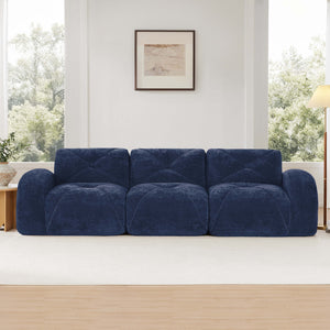 English Elm 110''boneless Velvet Sectional Sofa Modular Cloud Seating with Tufted Cushions for Living Rooms Blue W714S01619