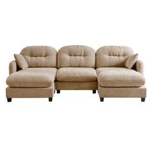 English Elm Modular U-Shaped Sectional Couch With Ottoman, Soft Camel Chenille, Ergonomic Design, Easy Install W714S01379