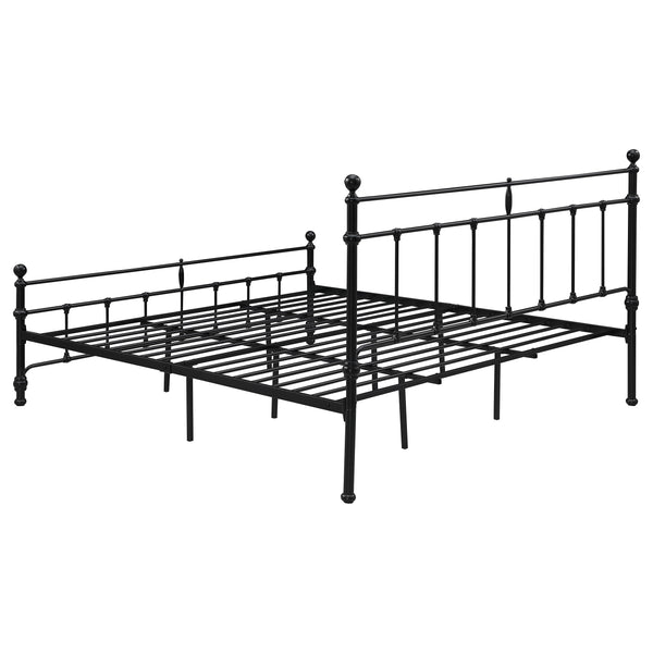 English Elm Durango Matte Black Metal King Bed with Scrollwork Headboard for Rustic Bedrooms B062P447945
