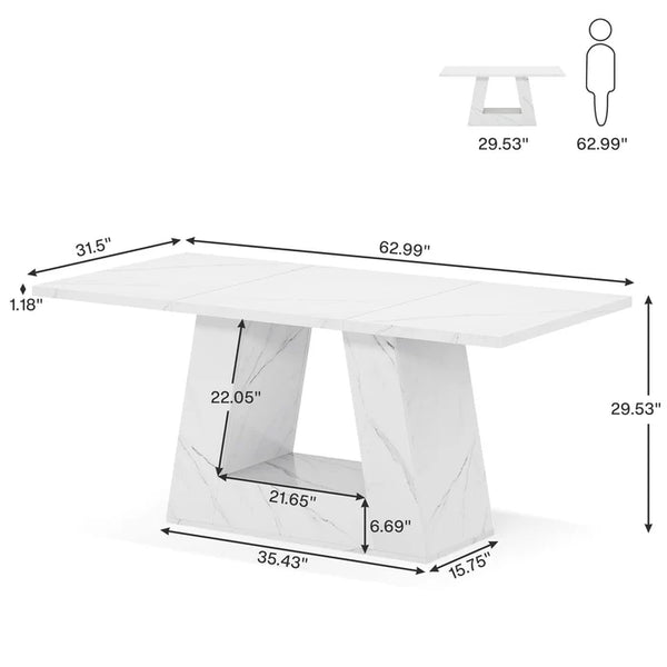 English Elm Spacious Faux Marble Executive Office Desk with Trapezoidal Legs for Modern Workspaces T3971P449349